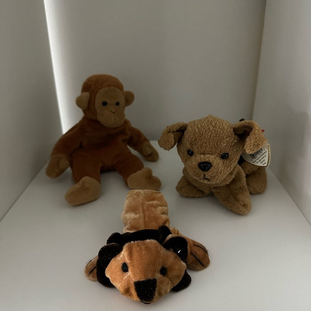 Brown Stuffed Animal Set - Monkey, Dog, and Lion